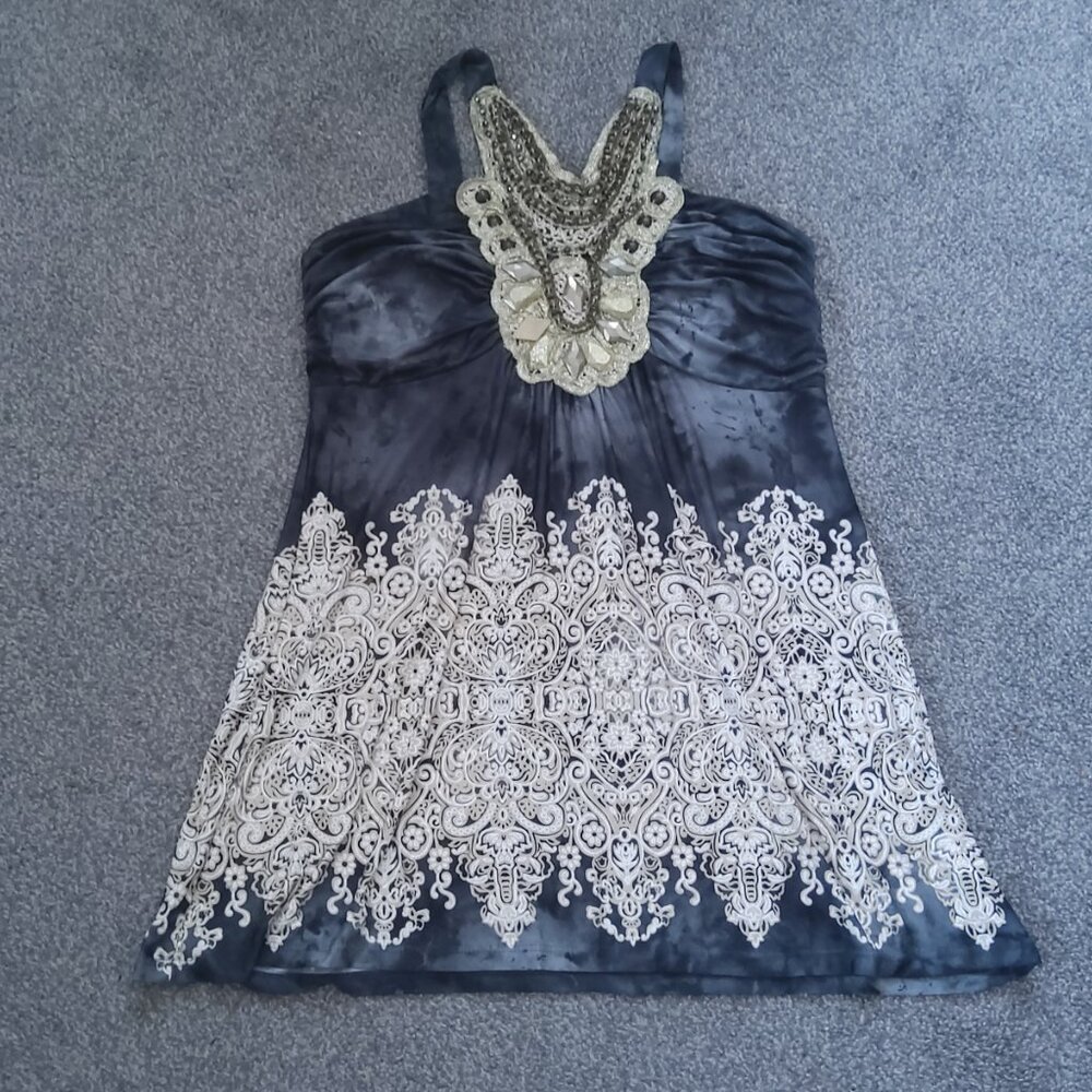 VENUS GRAY BLACK TIE DIE TANK TOP